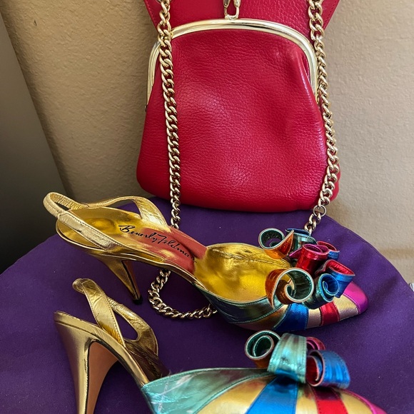 Beverly Feldman  rainbow 🌈 metallic sling back Size 6 shoes 🌟 Excellent 👠 - Picture 10 of 10